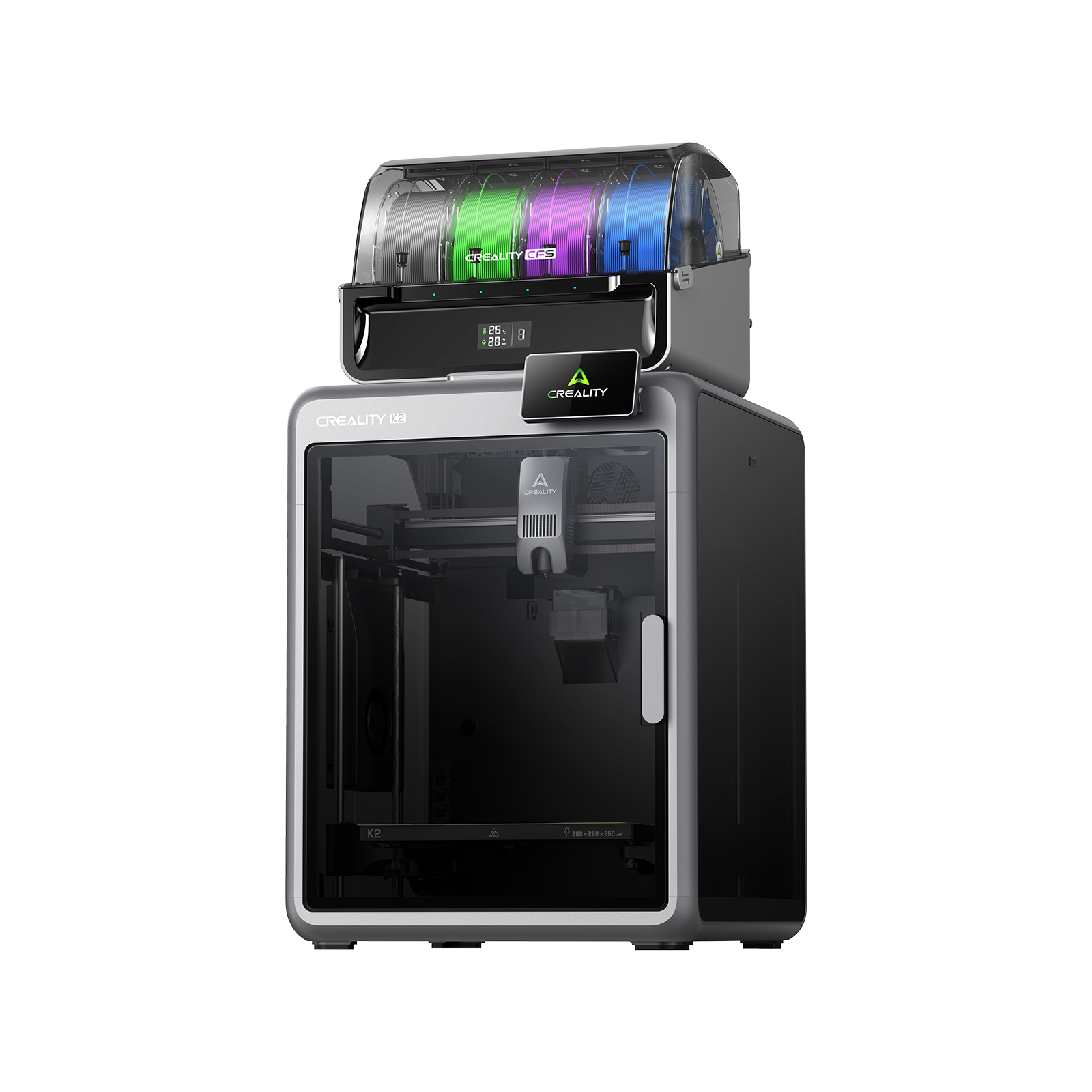 Creality K2 Combo Imprimante 3D multicolore CFS, vitesse max 600 mm/s avec nivellement automatique intelligent & caméra AI - Volume d'impression 260 x 260 x 260 mm
