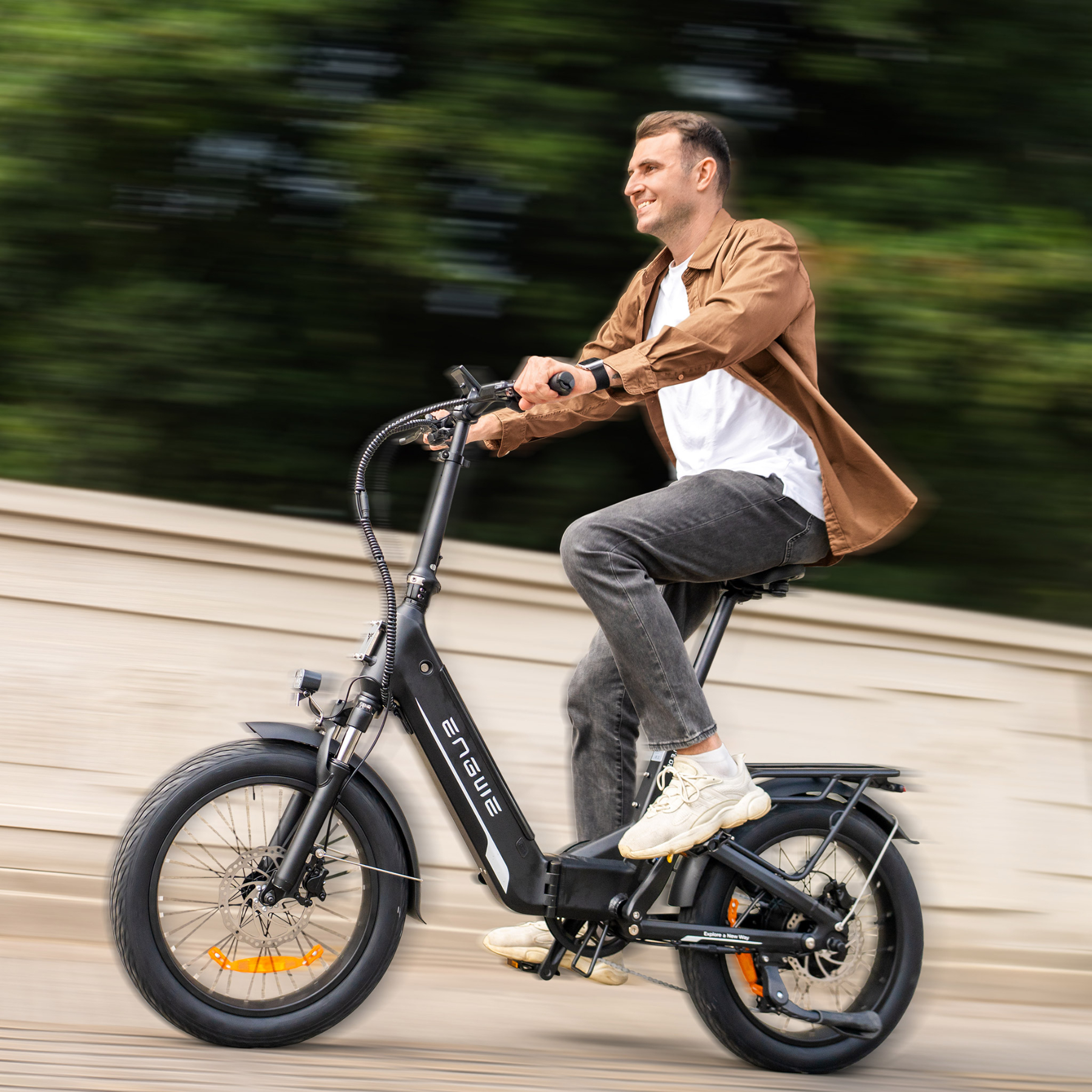 ENGWE L20 3.0 Boost Vélo électrique, Vélo électrique avec application, Batterie 48 V 13,5 Ah jusqu'à 135 km, Capteur de couple et freins hydrauliques, Pneus 20 x 3,0, Recharge en 2 h - Noir