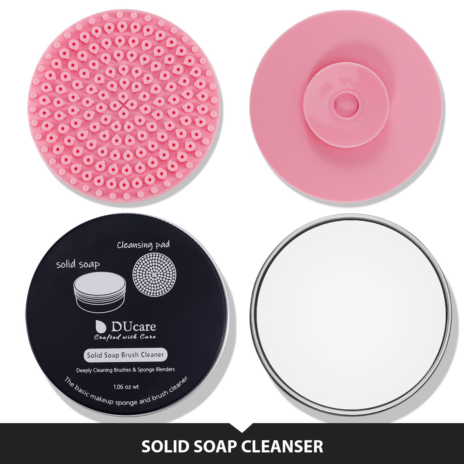 DUcare Kit de nettoyage pour pinceaux de maquillage : Savon nettoyant solide et tampon en silicone - Nettoyage facile des éponges et pinceaux