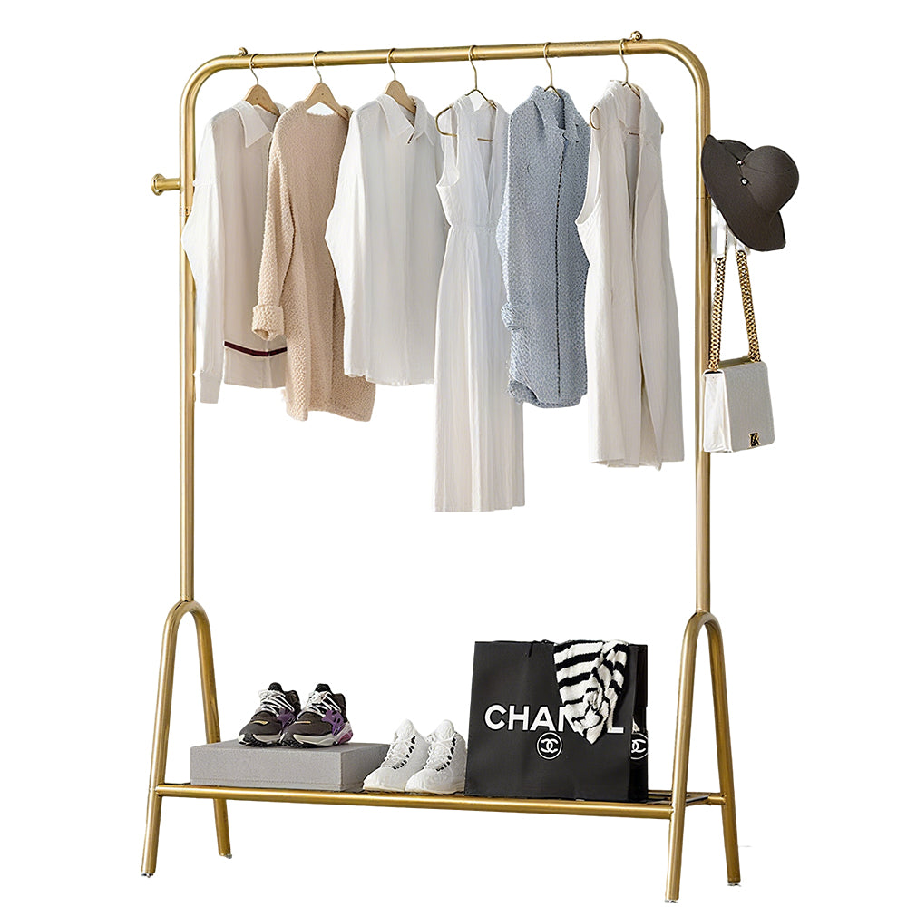 Leli Portant à vêtements sur pied à poteau unique pour chambre et balcon, finition or luxueux, 100 cm