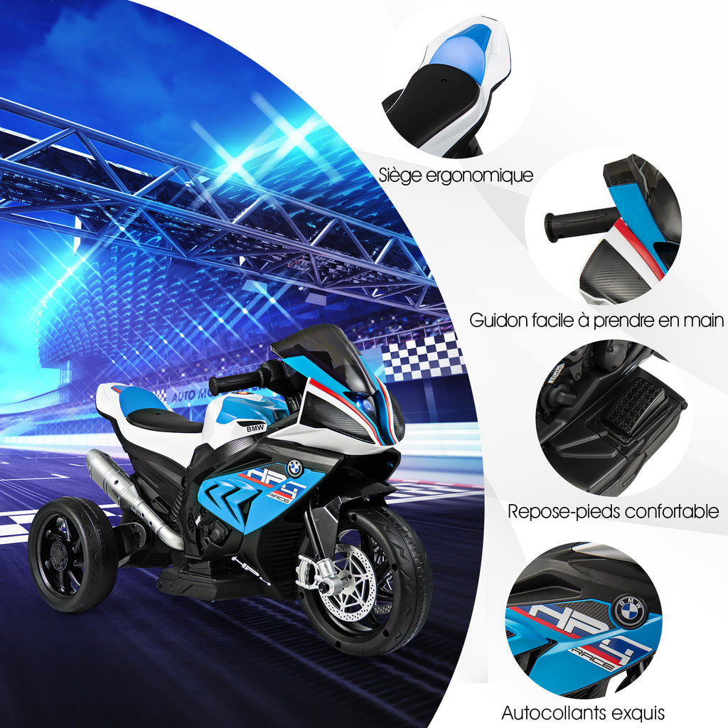 Costway Moto électrique pour enfants à 3 roues avec musique, 82,5 × 42 × 54 cm, Bleu