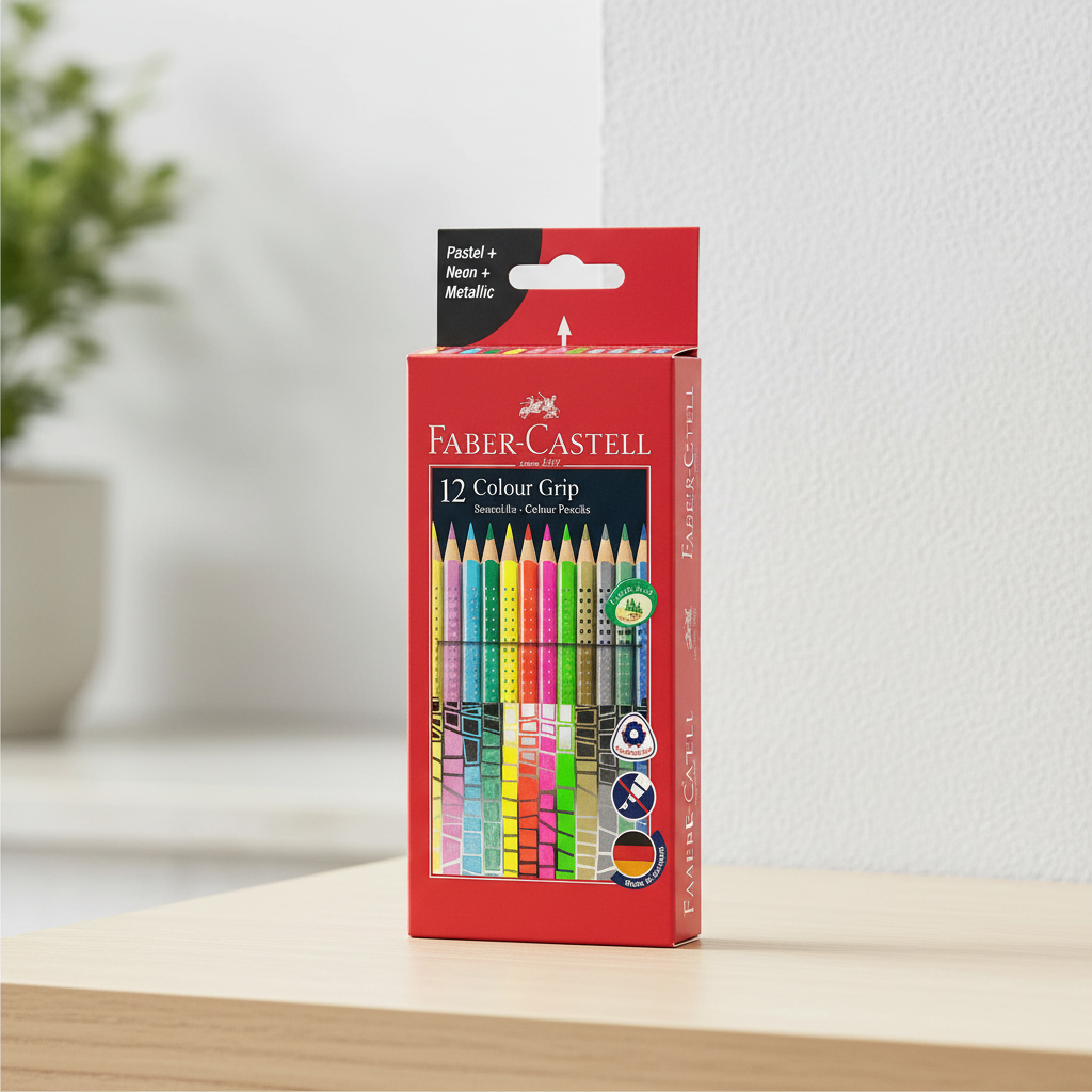 Faber-Castell Colour Grip Lot de 12 crayons de couleurs - Pastel, néon et métallique