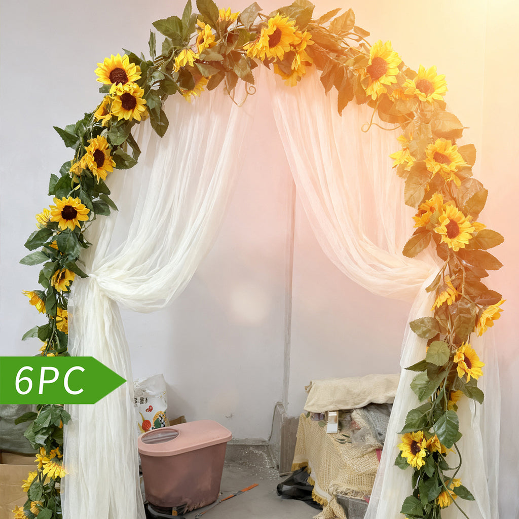 Wei's moment 4 pcs 7,87 ft Guirlande de tournesols artificiels Tournesols en soie artificielle Branches de tournesols Guirlande de fleurs de pâquerettes artificielles Faux plantes à