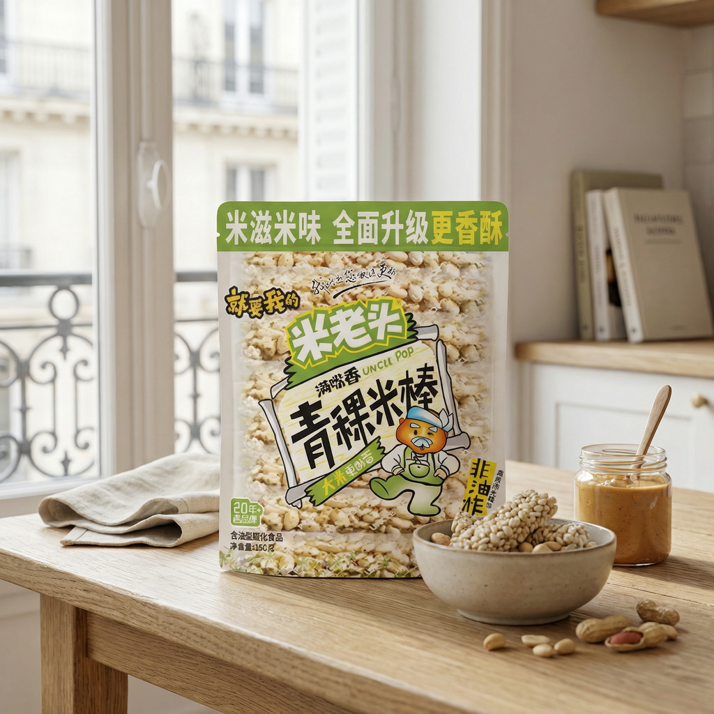 Mi Laotou Barre de riz à l'orge saveur cacahuète - 150 g