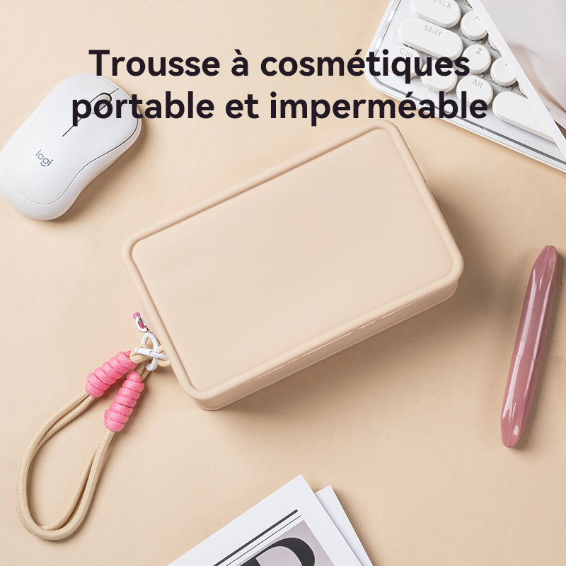 JORDAN&JUDY Trousse de rangement pour maquillage en silicone à blocs de couleurs portable à main 20 x 12 x 8 cm Kaki 1 pièce