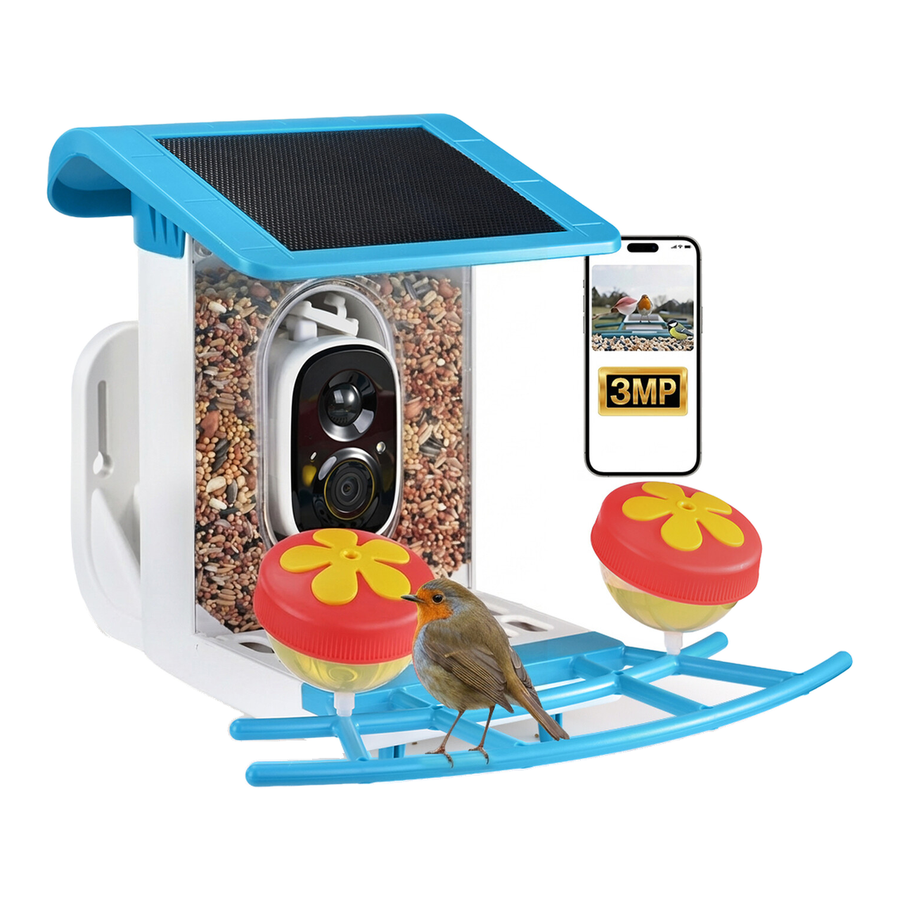 Blinkit Bird Villa - Mangeoire d’extérieur pour oiseaux 1,2 L, batterie 4400 mAh, caméra intelligente IA en nuage avec vision nocturne LED, audio bidirectionnel
