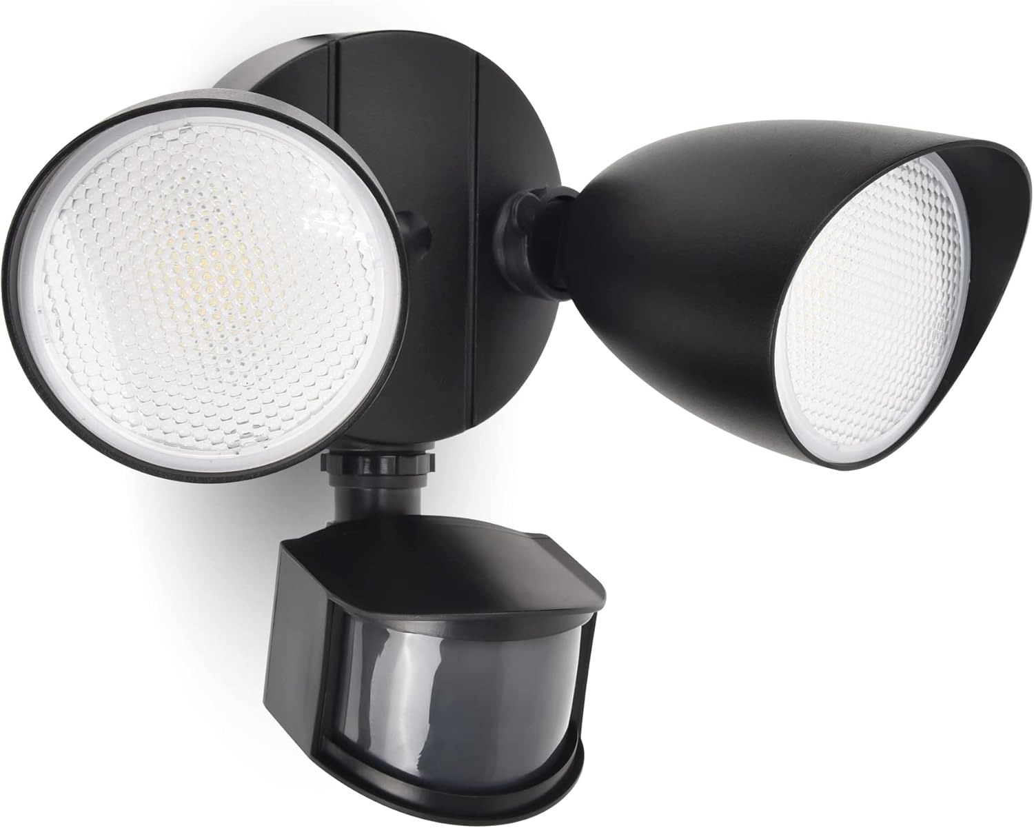LUTEC Projecteur de sécurité extérieur à LED 23,5 W avec détecteur infrarouge passif, projecteur à détecteur infrarouge passif 1700 lm à LED intégrées à deux têtes