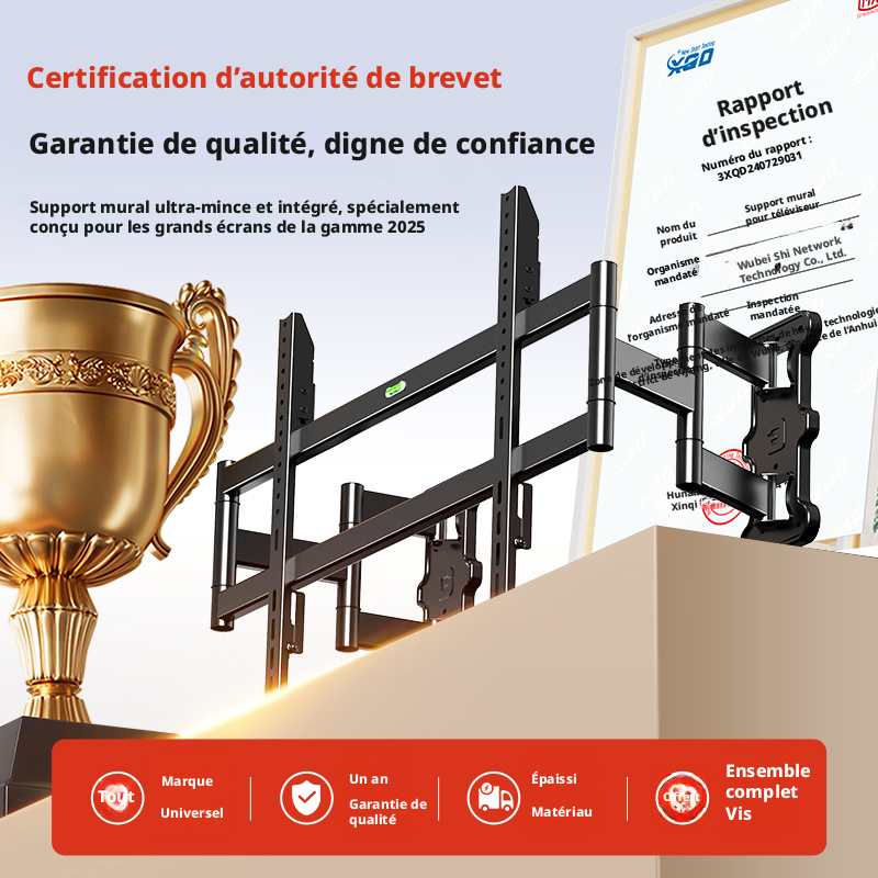 CNTSLNB+Support TV télescopique + support télescopique séparé, 50-100 pouces