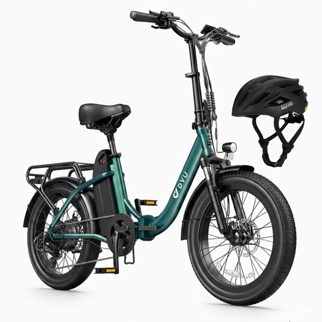 DYU C9 Vélo électrique pliable pour adulte 250 W vélo de randonnée électrique 48 V 15,6 Ah fatbike MTB vélo électrique 20 pouces vélo de montagne électrique 25 km/h vert +