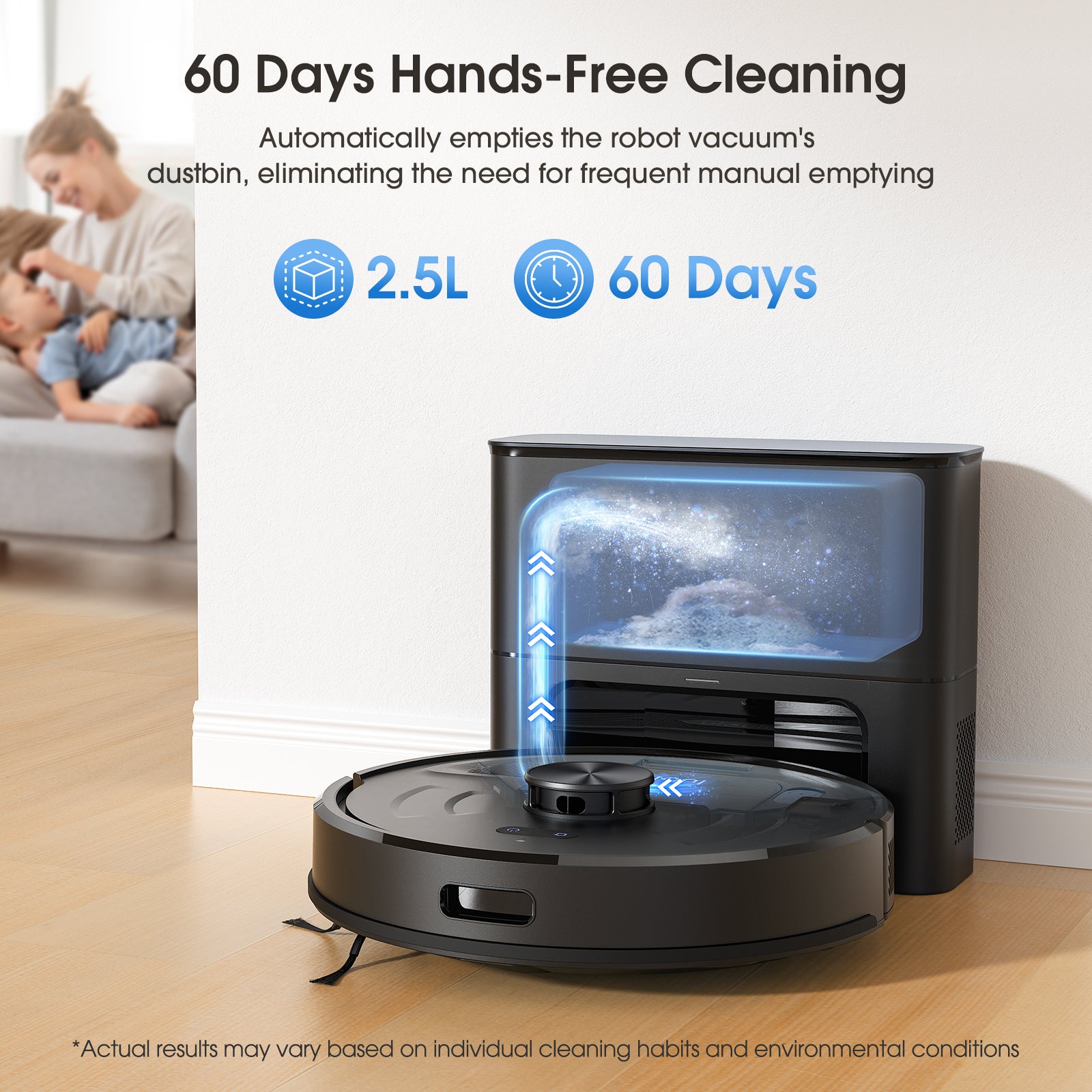 Lubluelu L20 MAX Robot aspirateur-laveur 3-en-1 avec station d’auto-vidage, Aspiration 4000 Pa, Navigation laser avec mémorisation de 5 cartes, Silencieux 55 dB