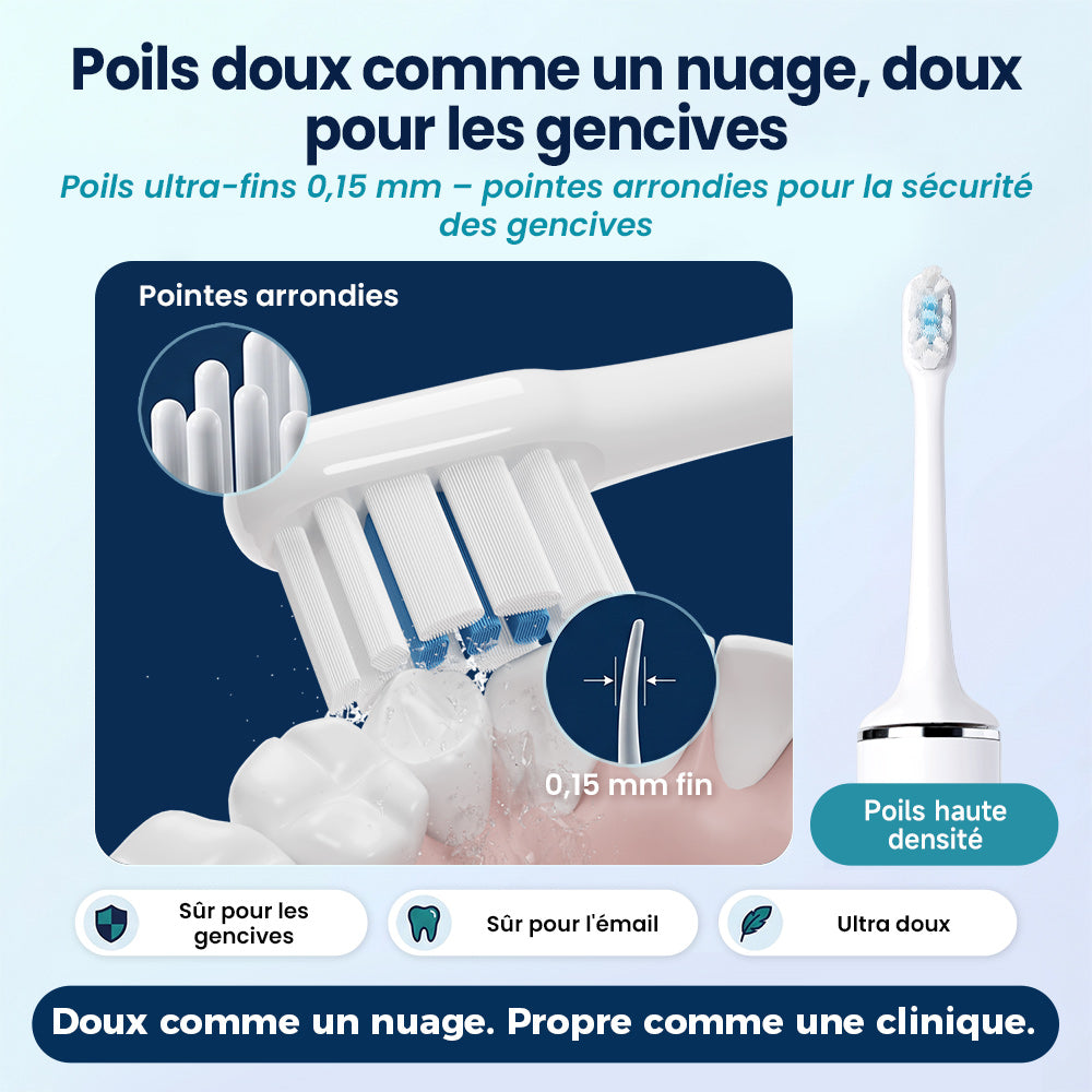 BAIR CARE G201 Brosse à dents électrique sonique - 180 jours d'autonomie, Rechargeable, 5 modes et 3 intensités, Minuteur intelligent 2 min, Étanche IPX7, Inclut un étui de voyage premium