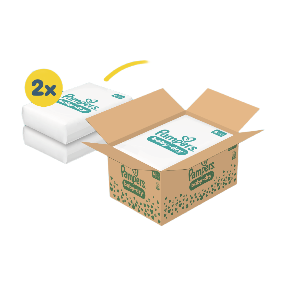 PAMPERS Baby-Dry Pack 1 Mois, Taille 6, 148 couches