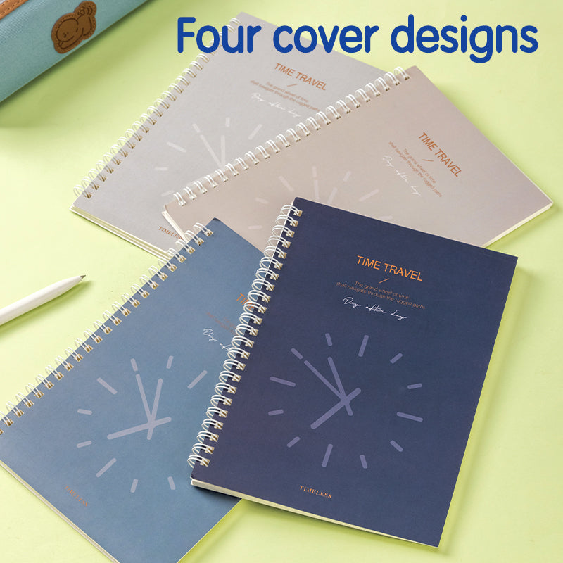 Deli Carnet à spirale, A5 (148 x 210 mm), 60 feuilles/120 pages, 70 g/m² - Parfait pour les étudiants, le bureau et le journaling, Série Pure Time, Lot de 4