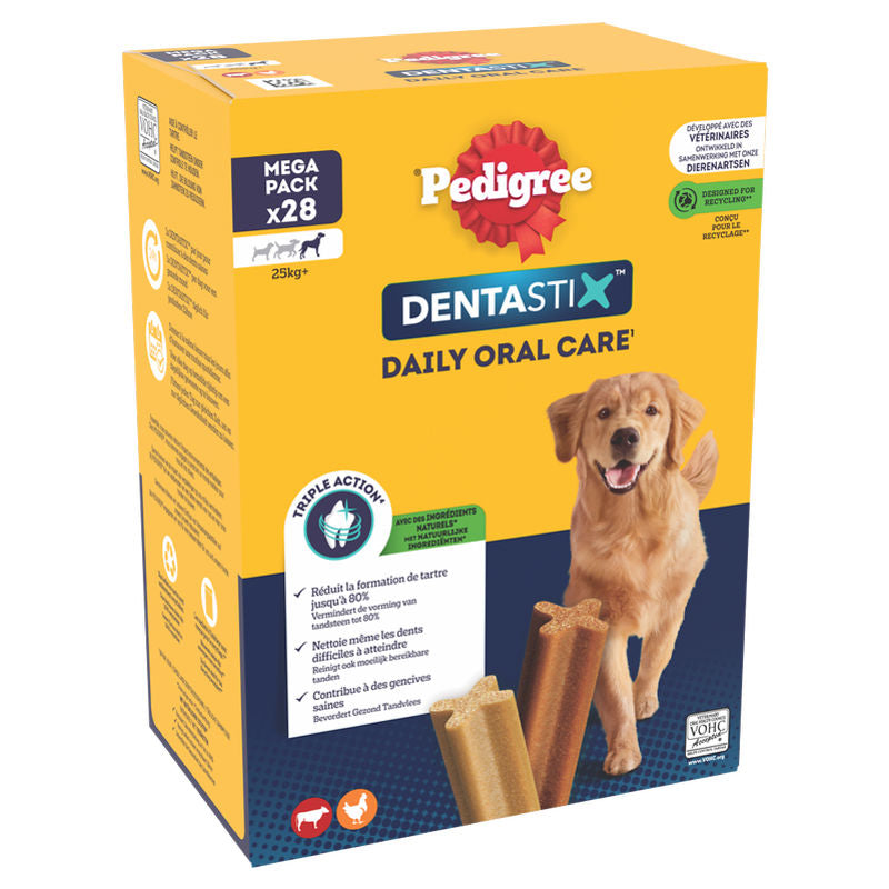 Pedigree Dentastix Friandises pour Chiens Soin Dentaire 1 Mois 25 kg+, 28 Bâtonnets
