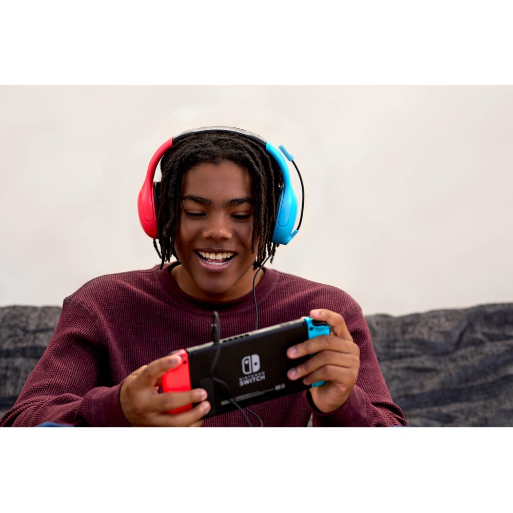 TURTLE BEACH Airlite Fit Casque Gaming Filaire (Prise 3.5mm) - Micro Muet par Basculement - Nintendo Switch, Switch Lite, Switch OLED, PC & Mobile - Bleu/Rouge