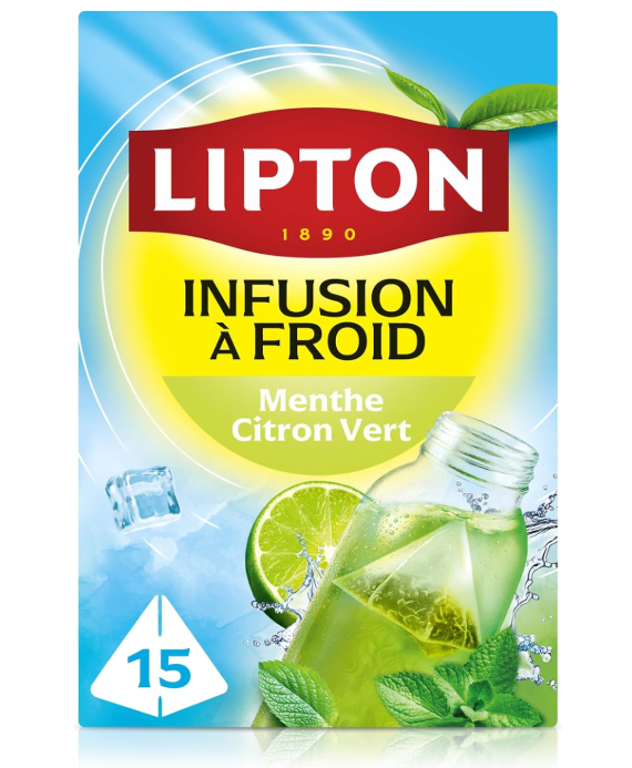 LIPTON Infuse à froid Menthe & citron vert 15 sachets