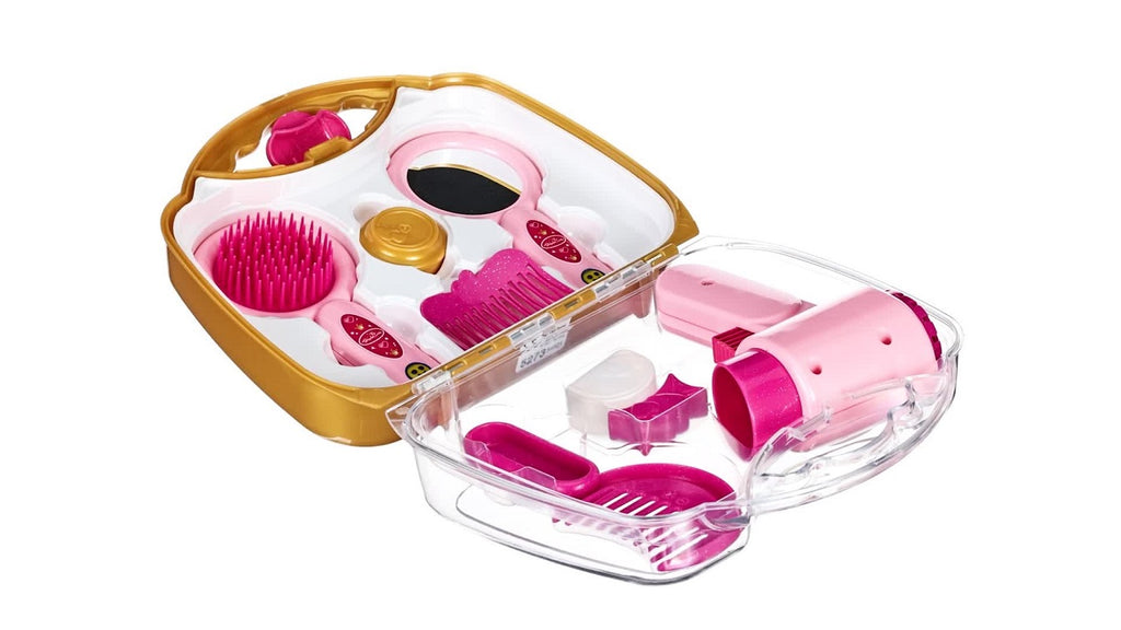 Theo Klein Mallette de Coiffeuse Princesse Coralie avec Sèche-Cheveux Mécanique et Accessoires de Coiffage