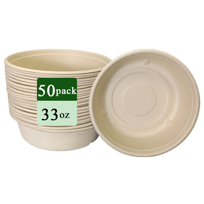Rui bamboo Bol jetable en fibre de bambou 33 oz Lot de 50