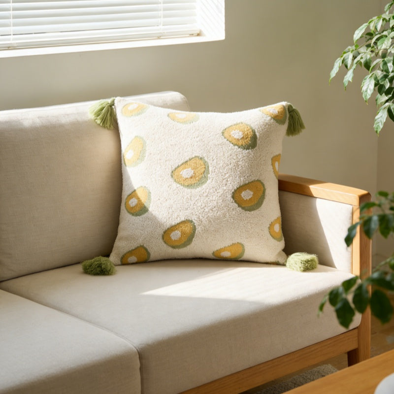 MEROPE, Housse de coussin en tricot acrylique sherpa, 50x50 cm, avocat, 1 pack
