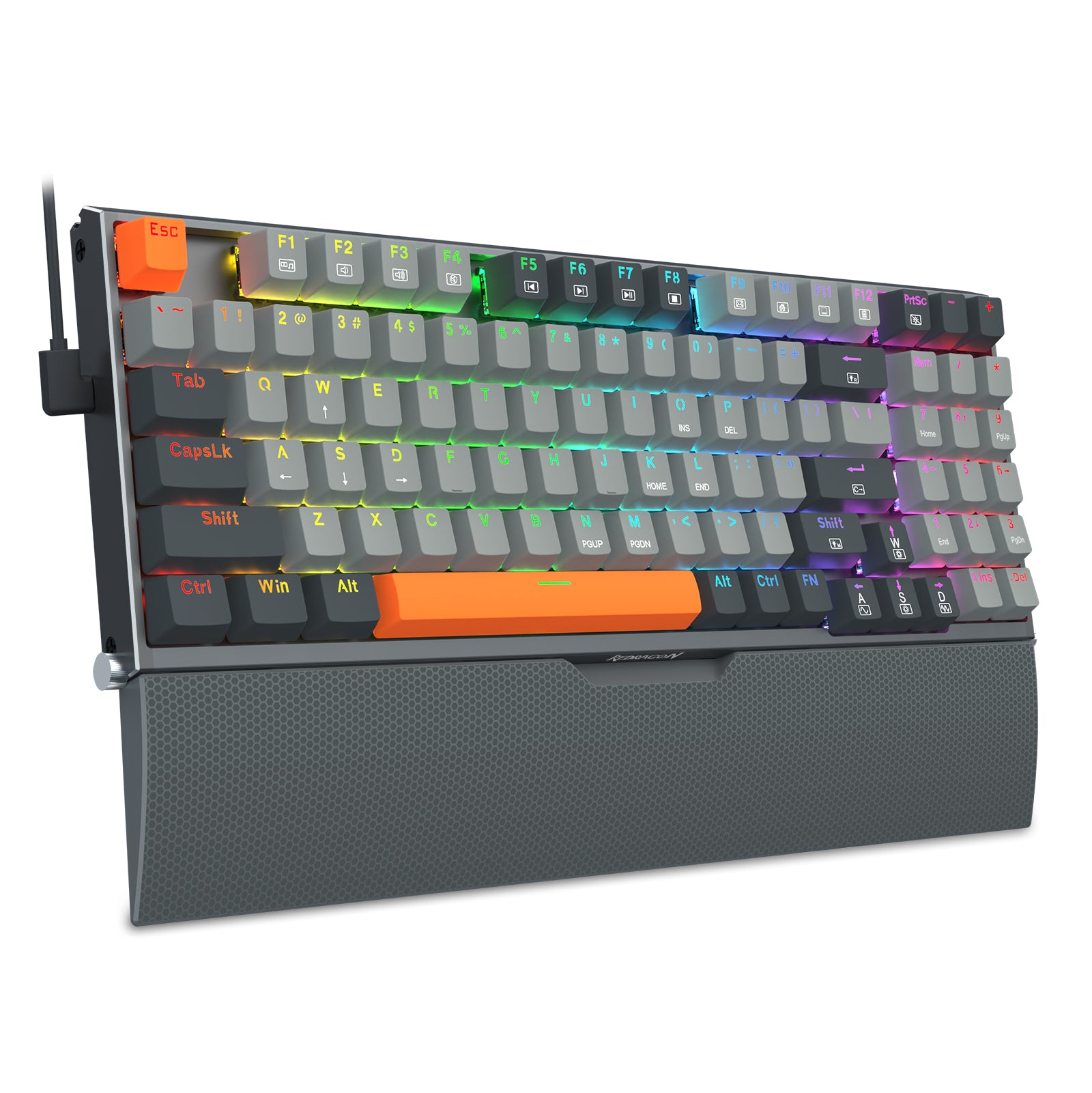 REDRAGON - Clavier mécanique filaire 94 touches en métal, avec support pour smartphone et repose-poignet
