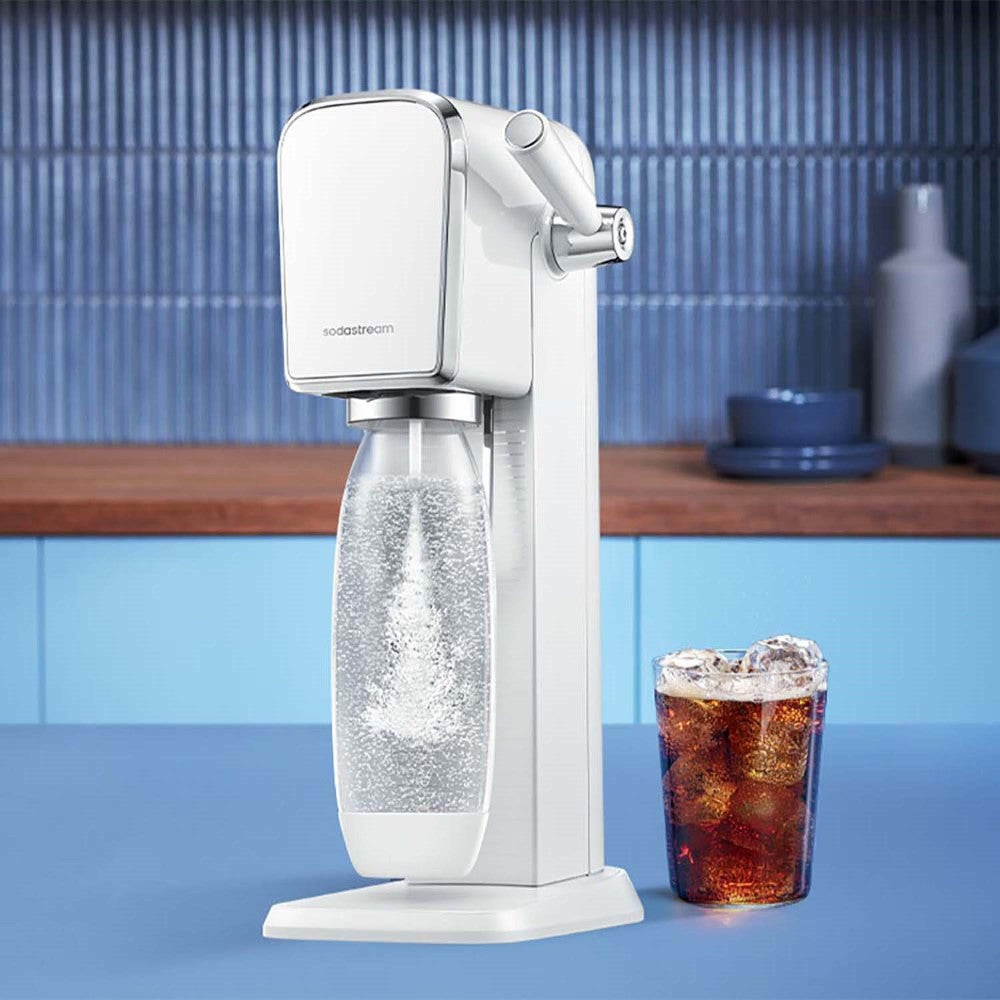 SodaStream ART Machine à Eau Pétillante et Soda | Pack 1 Bouteille 1L Compatible Lave-Vaisselle + 1 Recharge de Gaz 60L à Clipser | Blanche