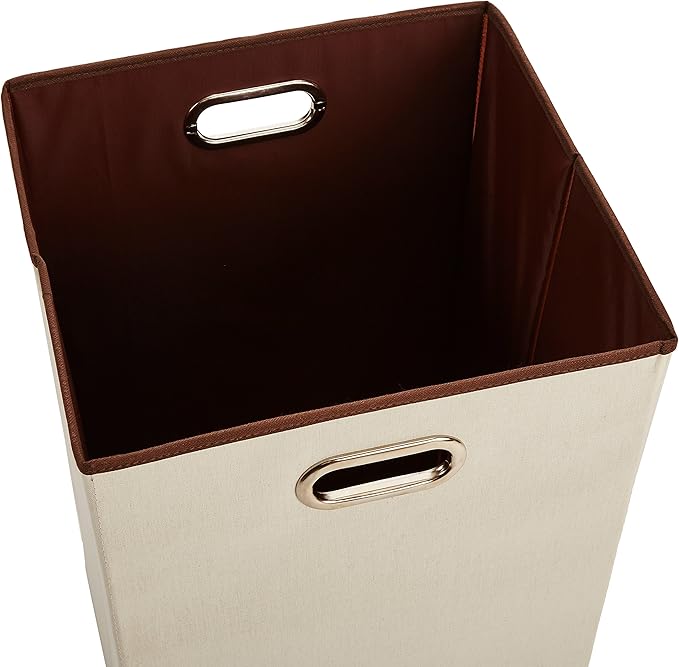 ANQI Panier à linge rectangulaire pliable - Beige et marron