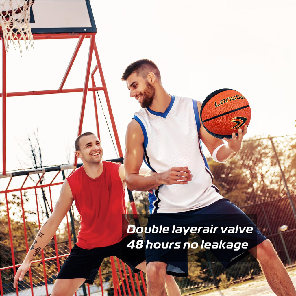 LONGSAIL Ballon de basket en caoutchouc de haute qualité 29,5 po Taille 7 Noir/Marron