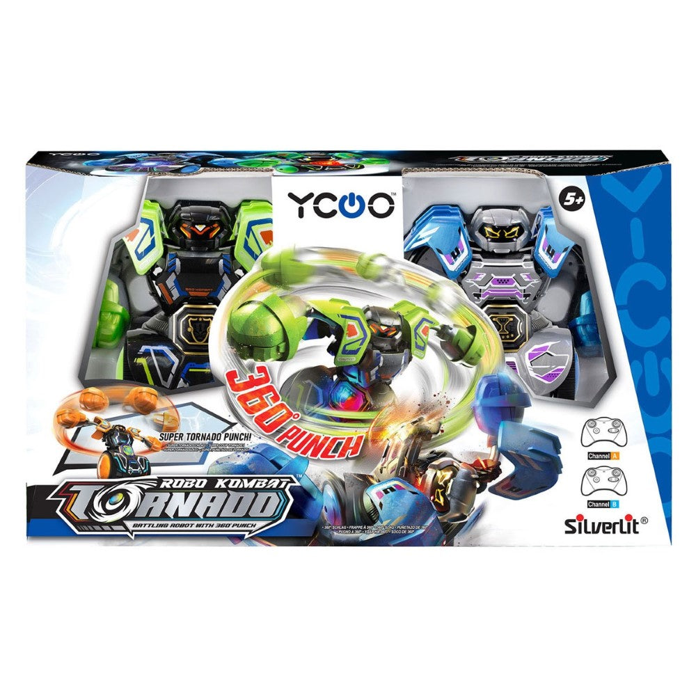 YCOO - Robot Kombat Tornado - Pack de 2 robots télécommandés - Effets sonores et lumineux - 20 cm