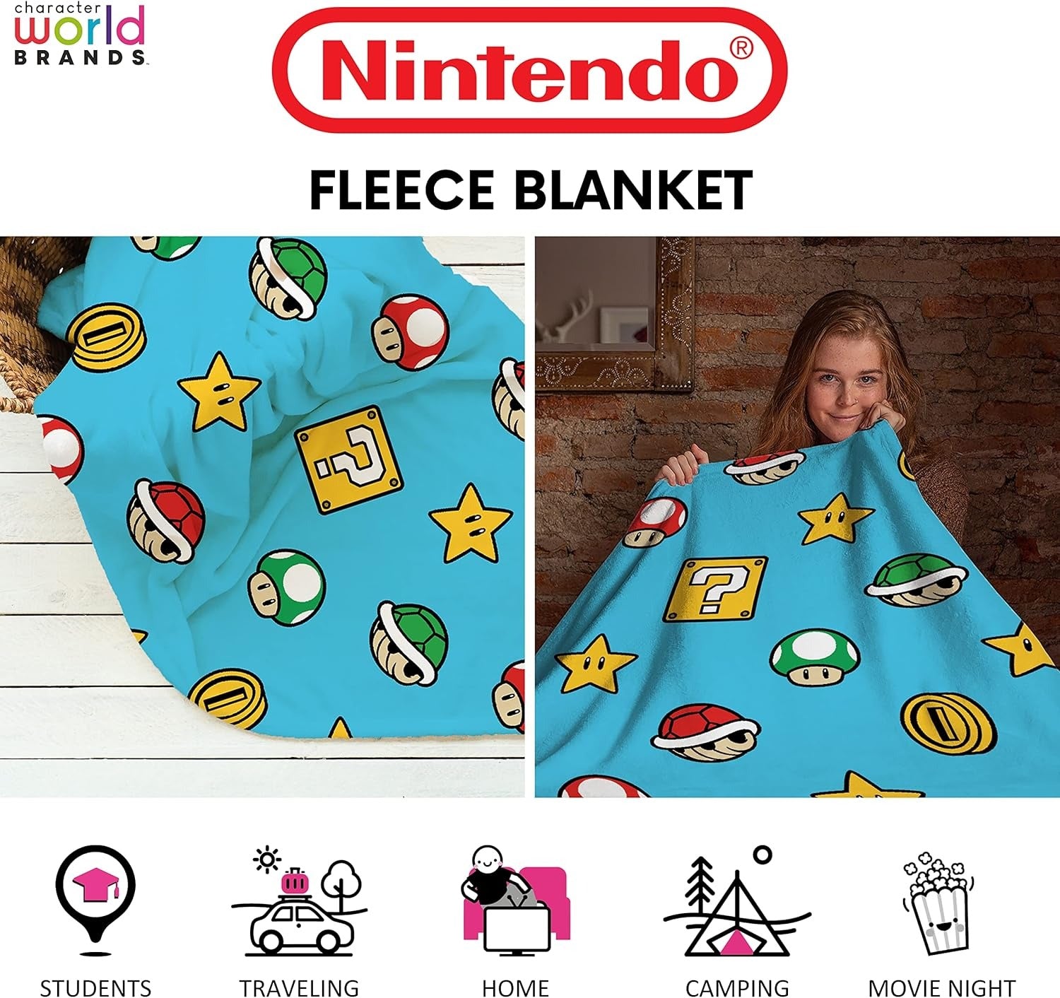 WT&T Couverture polaire sherpa Nintendo Super Mario Mario Kart Drift - 100 x 150 cm, Douce et chaude