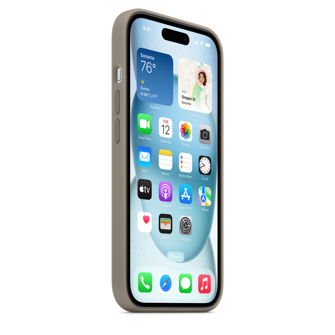 Apple coque en silicone avec MagSafe pour iPhone 15 - argile