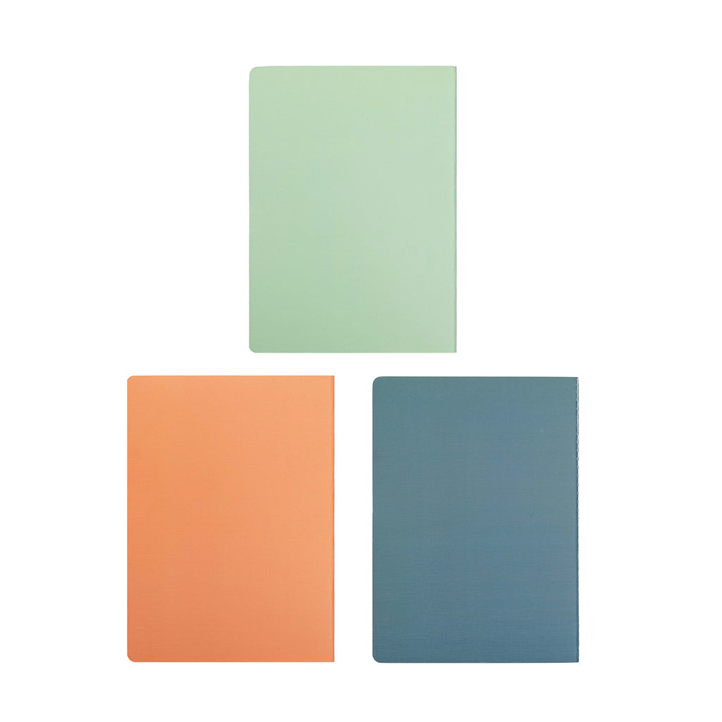 Jubiluu Lot de 3 carnets piqués A5 à couverture souple 50 feuilles Papier offset 80 g Journal ligné crème classique Pour école bureau journal intime ou prise de notes quotidienne Pastels frais