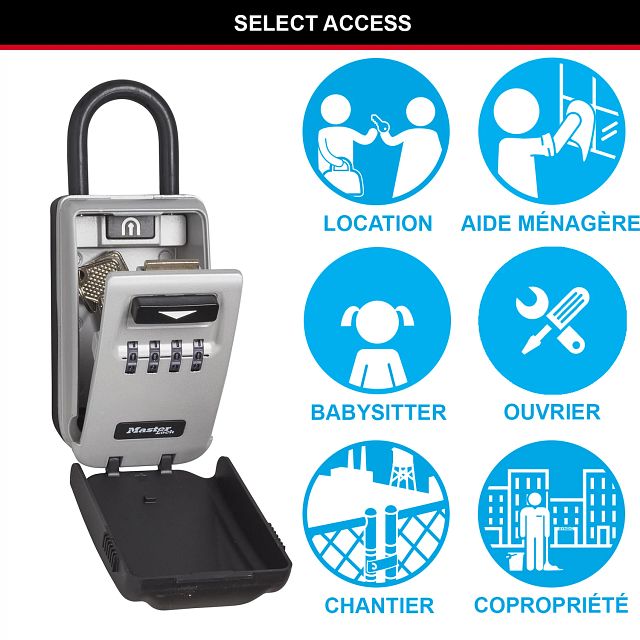 Master Lock Cadenas à combinaison lumineux portable avec anneau de suspension, format moyen 175 x 72 x 52 mm, pour l’extérieur, pour la maison, le bureau, les usines et les véhicules