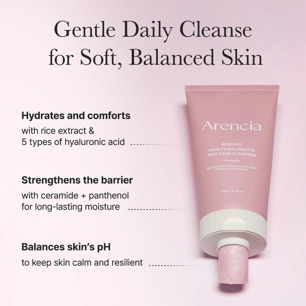 Arencia Nettoyant gâteau de riz doux équilibrant le pH à la rose musquée - 150 g