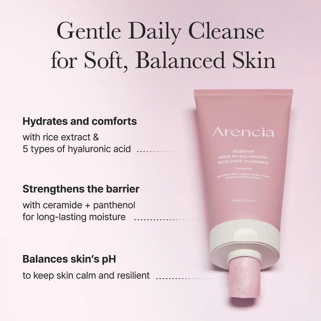 Arencia Nettoyant gâteau de riz doux équilibrant le pH à la rose musquée - 150 g