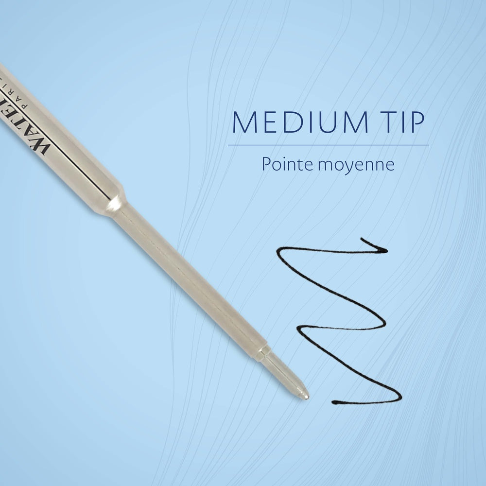 Waterman recharge d’encre pour stylo bille | pointe moyenne | encre noire | Blister 1 recharge