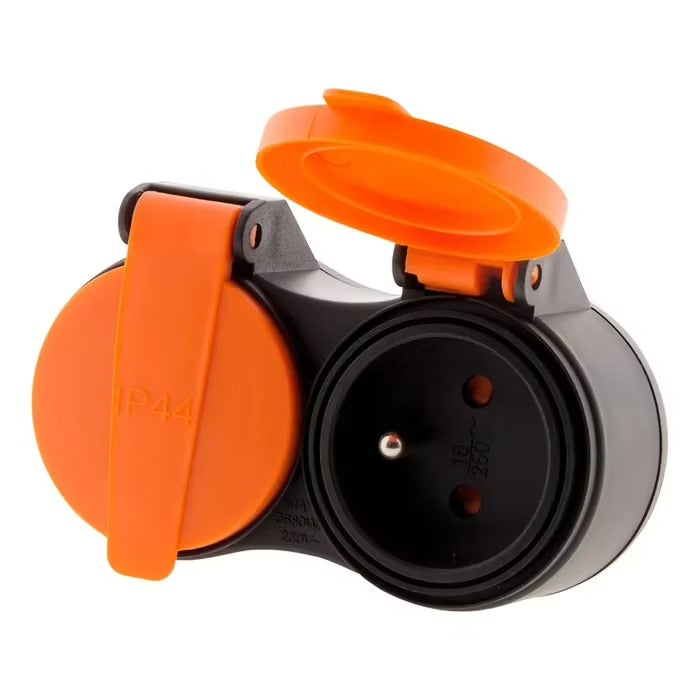 ZENITECH Rallonge électrique étanche avec 2 prises et volet orange, 2p+t H07rn-f 3 x 1,5 mm², 10 m