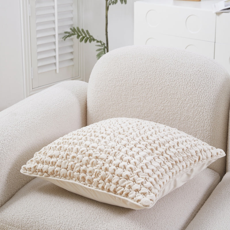 MEROPE, Housse de coussin en polyester seersucker, 50x50 cm, kaki, lot de 1