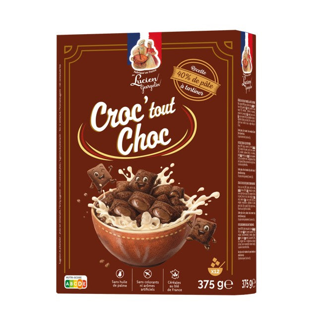 Lucien Georgelin Barres de céréales Croc’tout chocolat noisette 375 g