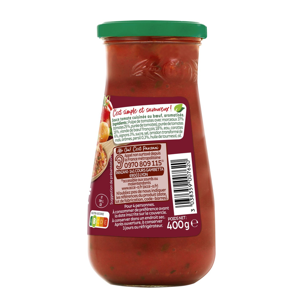Panzani Sauce bolognaise pur bœuf - 400 g