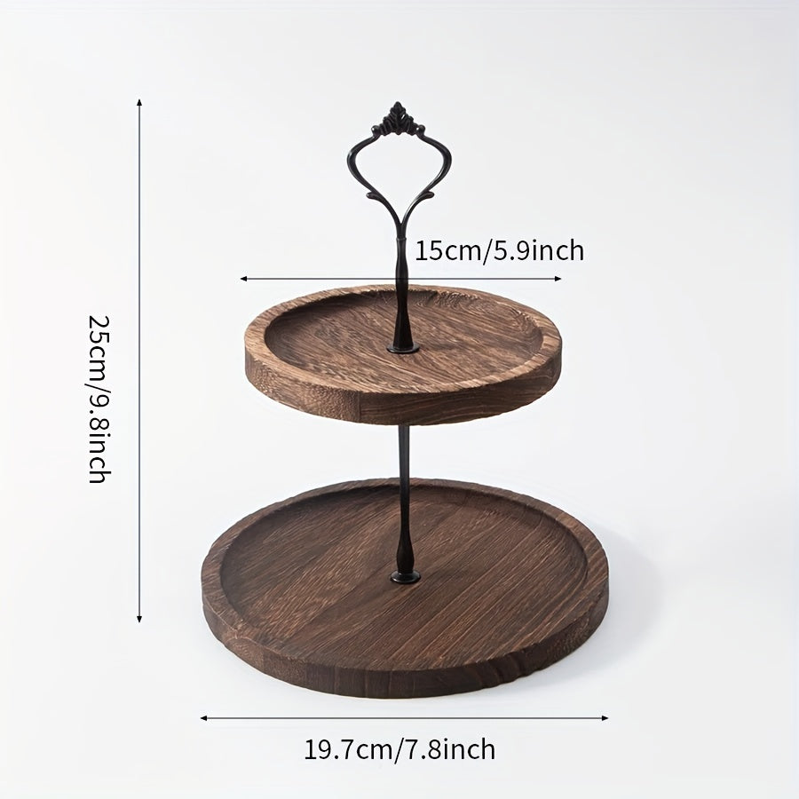 YumiPLUS Présentoir à cupcakes en bois à 2 niveaux, 1 ensemble