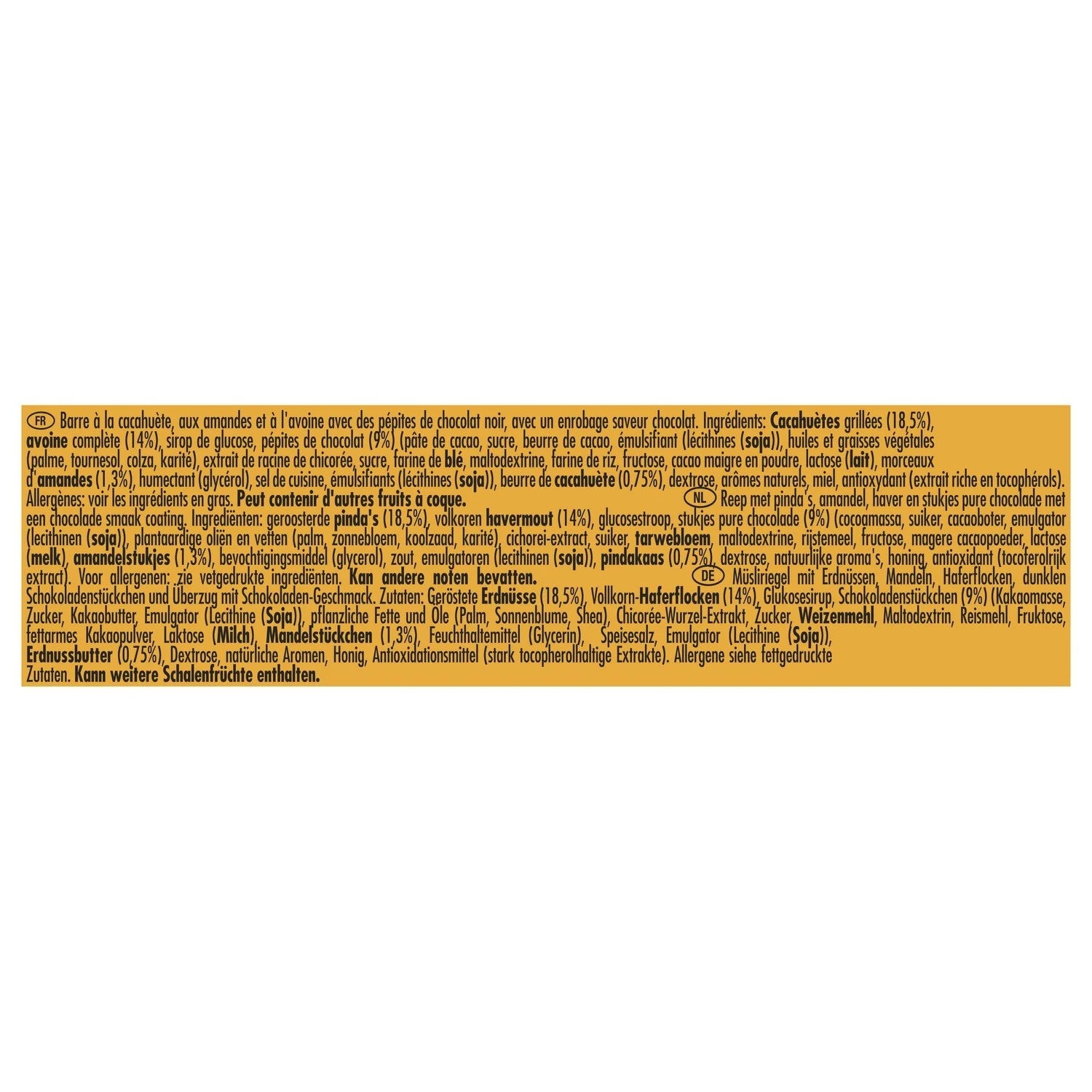 NATURE VALLEY Barre céréales nut chocolat noir et noix 5x30g