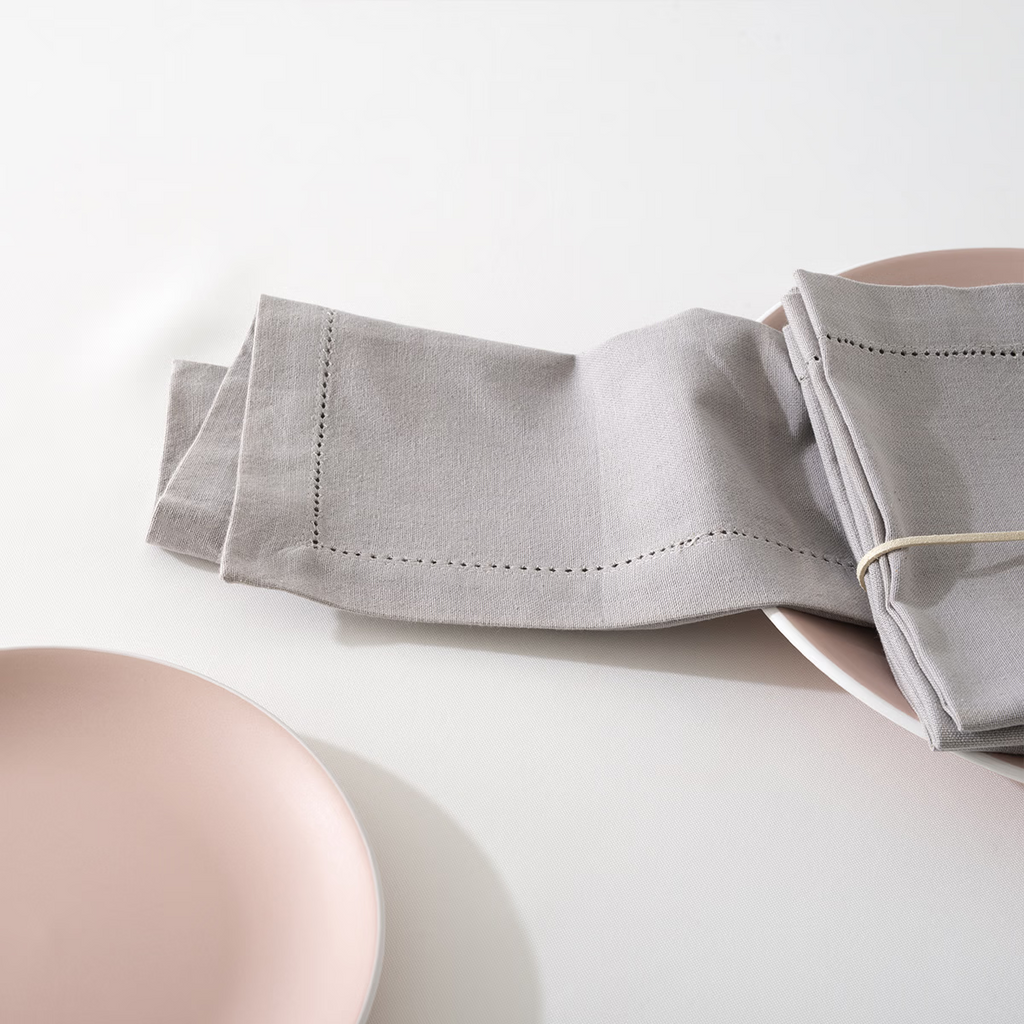 Atmosphera Lot de 4 serviettes de table Chambray - Gris