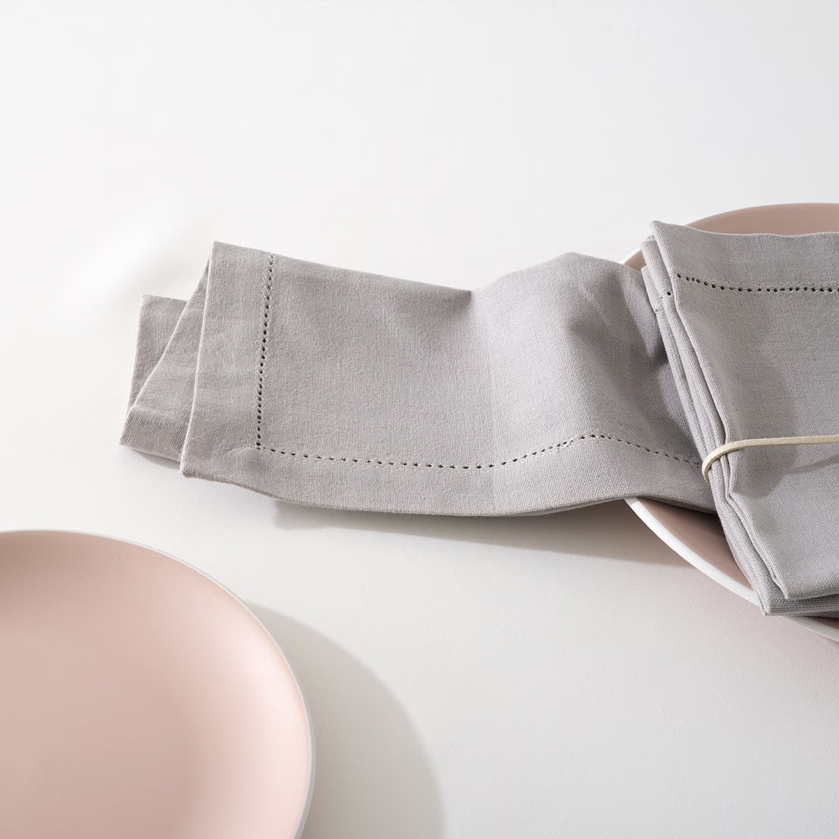 Atmosphera Lot de 4 serviettes de table Chambray - Gris