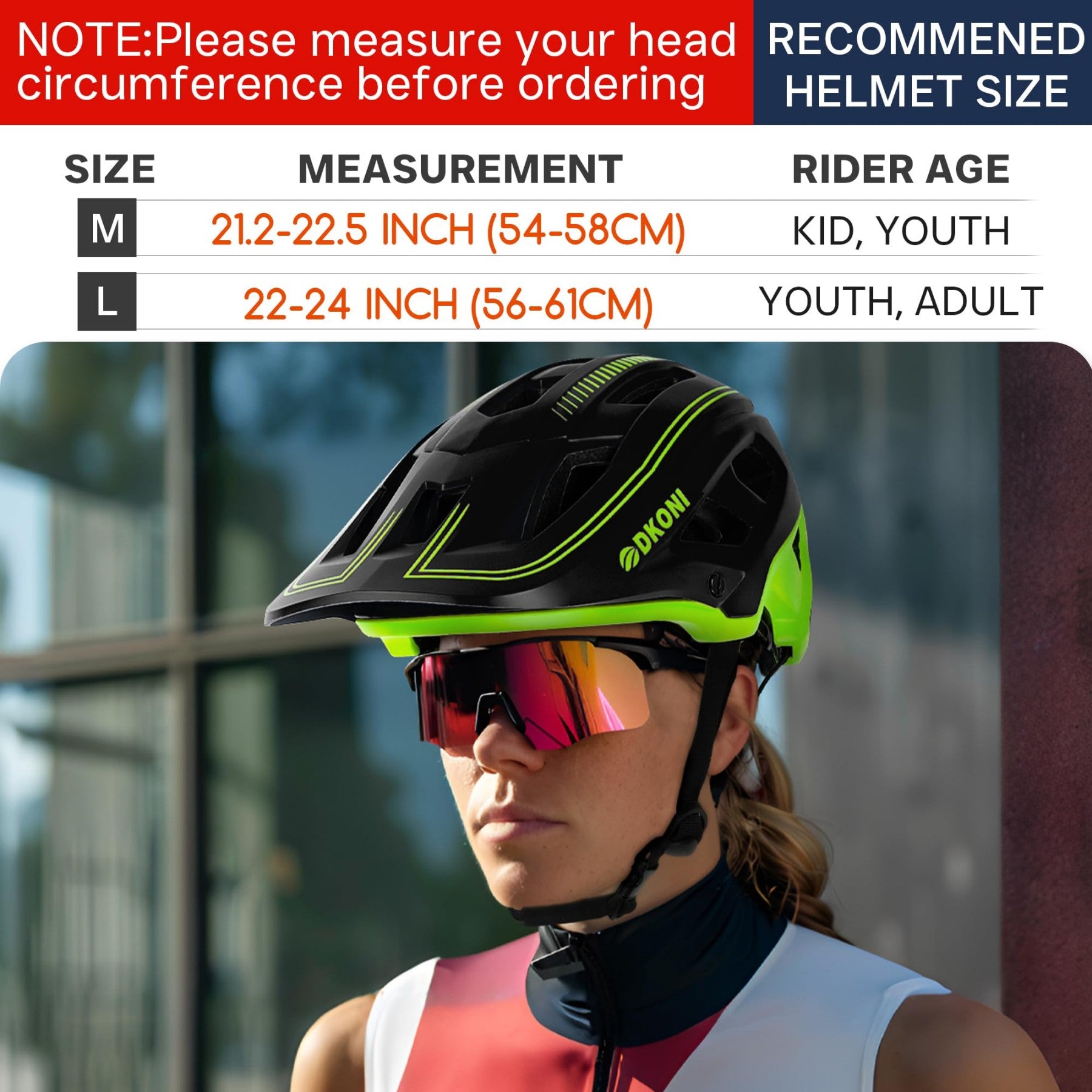 DKONI HS-062 Casque de vélo de montagne pour adulte noir/jaune - Taille L / 56-61 cm