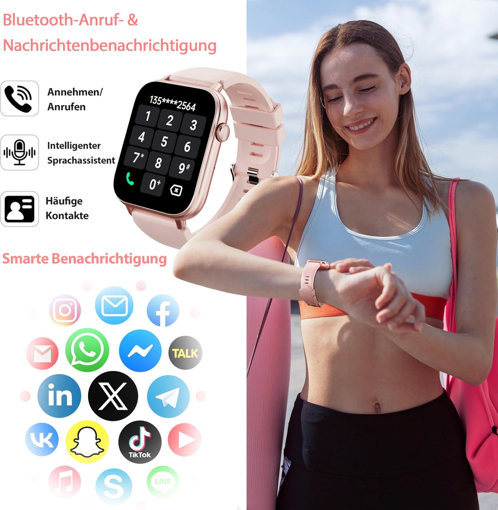 OUKITEL V3 Montre Connectée Rose-1,83" HD homme femme appel Bluetooth IP68 SpO2 cardio 100+ modes sportifs Android iOS