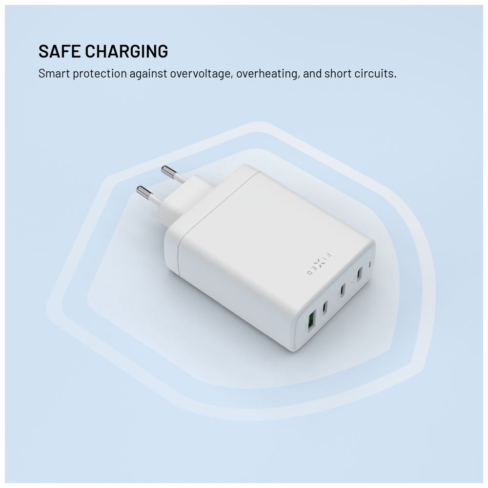 FIXED Chargeur de voyage GaN 3xUSB-C/USB 120W - Blanc
