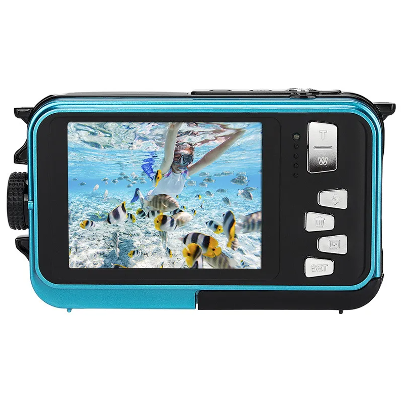 AGFAPHOTO Appareil photo numérique compact étanche 24 MP zoom numérique 16 x double écran - Bleu