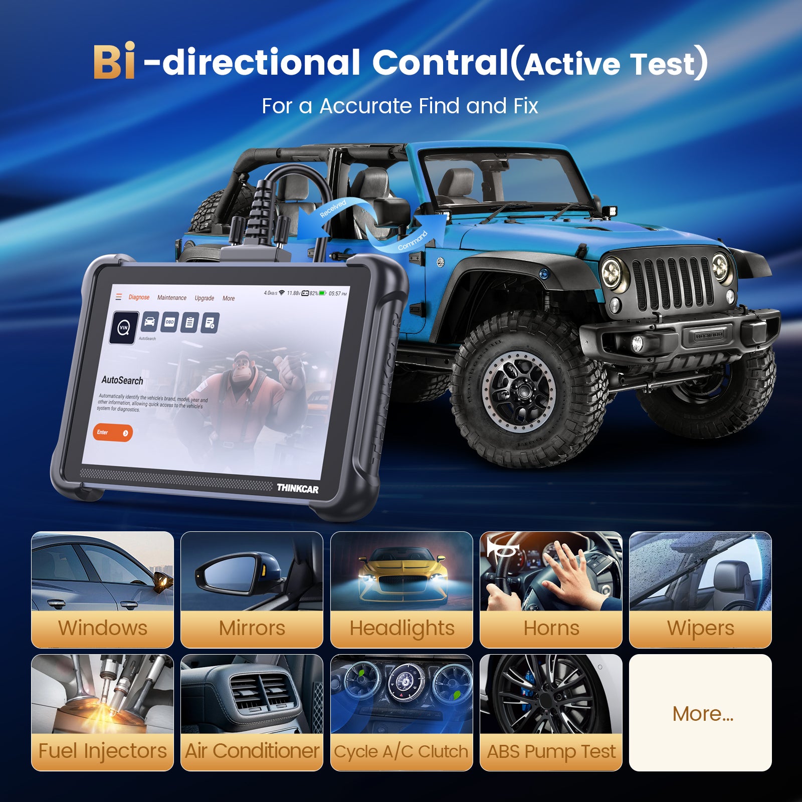THINKCAR ThinkSCAN 689 Outil de diagnostic OBD2 pour voiture, avec 34 fonctions de remise à zéro et diagnostic complet des systèmes, lecteur de données pour tests actifs
