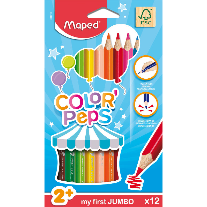 Crayons jumbo color'peps fsc 100% x12 boite carton