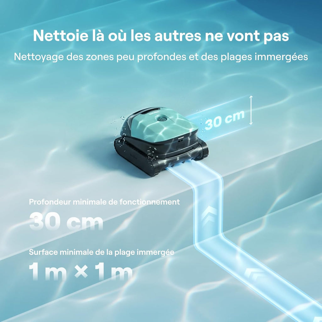 Robot Nettoyeur de Piscine Sans Fil Beatbot M10 Version - Fond/Murs/Ligne d'Eau/Plages Sous-marines, Aspiration 25700 L/h, Stationnement Intelligent sur la Ligne d'Eau, Filtre 5 L